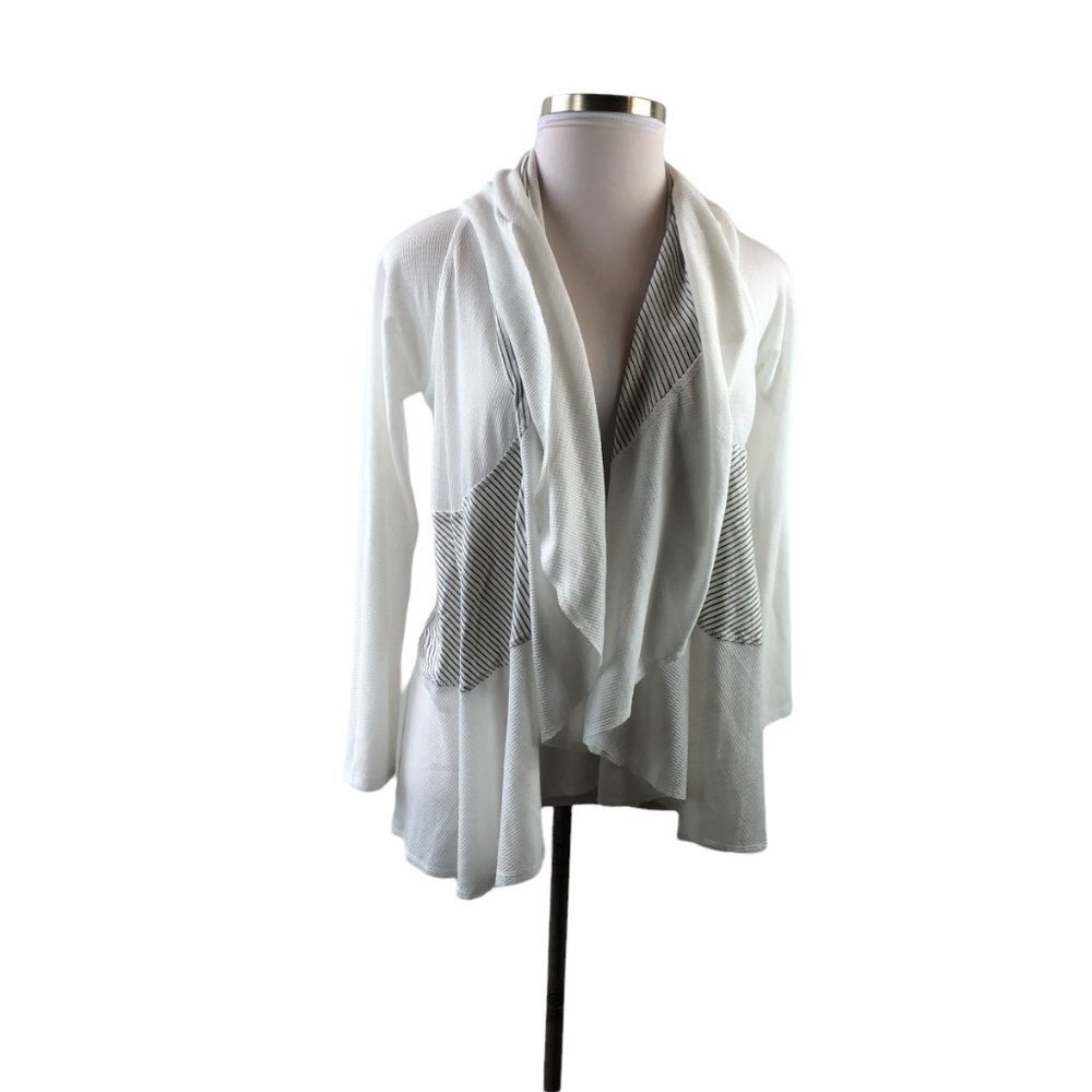 ✨2/$20 Soft Surroundings Open Front Drape Cardigan White Women's Small H12770 - Picture 2 of 12